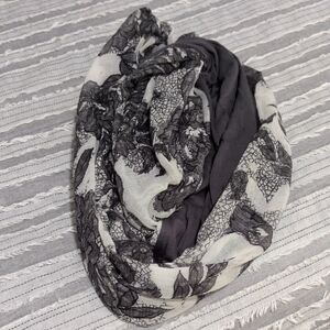 Maurices Black and Cream Floral Scarf